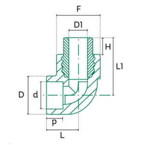 Diagrama PP-R Codo 90º con rosca macho